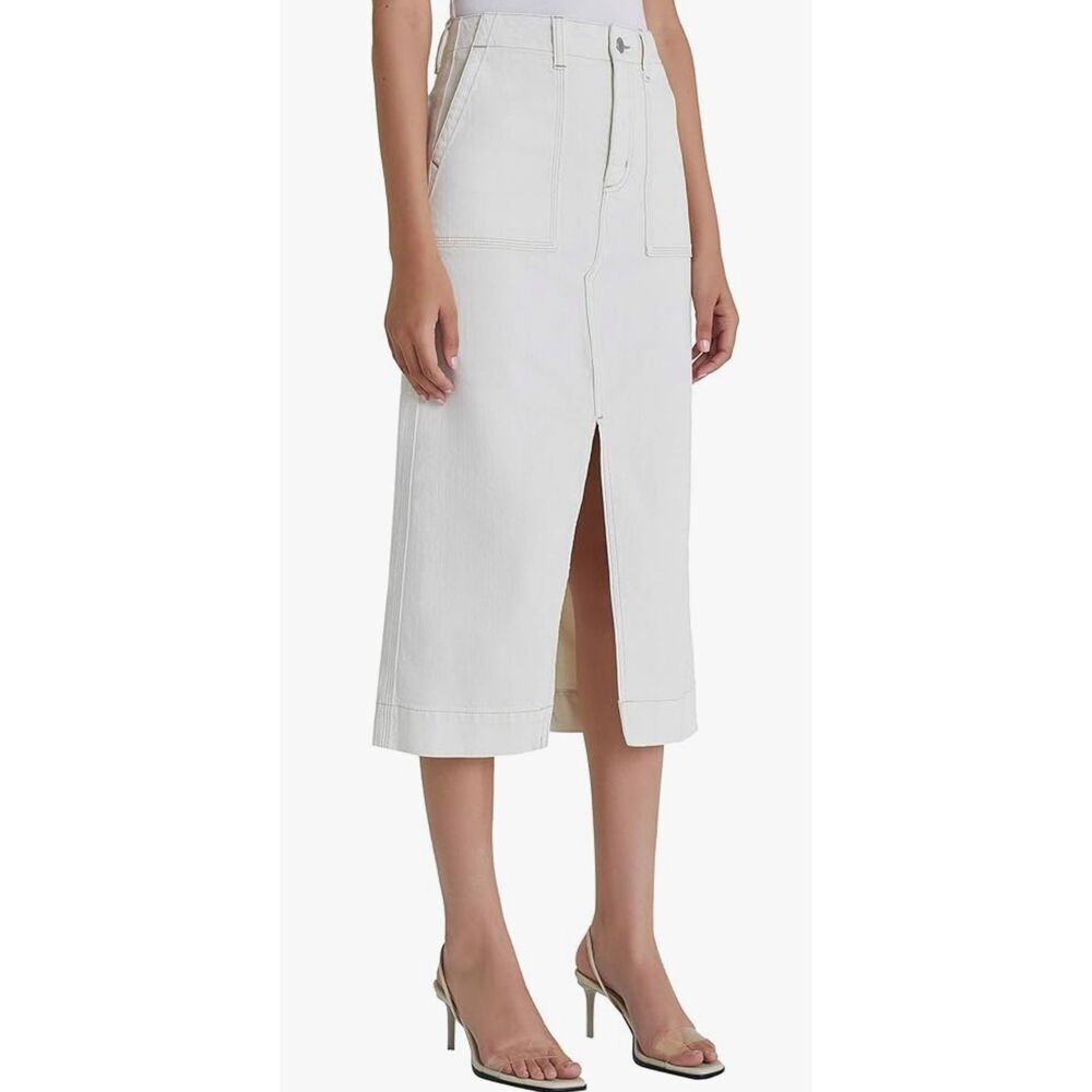 AG Adriano Goldschmied Lana Woven Workwear Midi Length Skirt -4